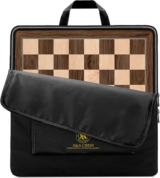 A&A 18.875" Professional Wooden Tournament Chess Board/Walnut & Maple Inlaid / 2.0" Squares w/o Notation