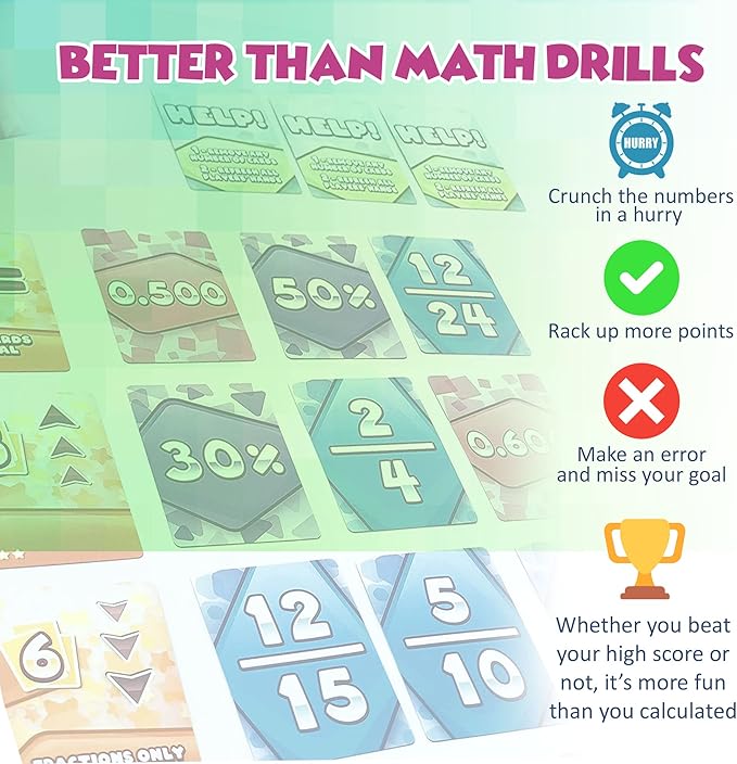Math Rush 3: Fractions, Decimals & Percentages - A Cooperative Time-Based Math Flash Card Game for Kids, Students, and Families | Fun & Engaging STEM Game for Math Class or Family Game Night