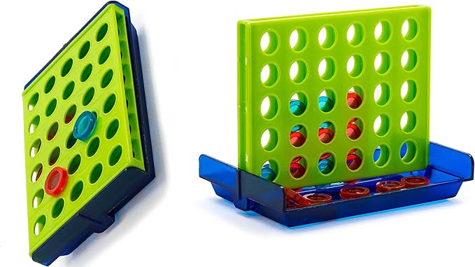 JA-RU Mini 4 in a Row Game (1 Toy) – Classic Four in a Row Game for Kids | Mini Board Games for Travel, Indoor Recess Games for Classroom Toys, Party Favors & Stocking Stuffers. 3253-1p