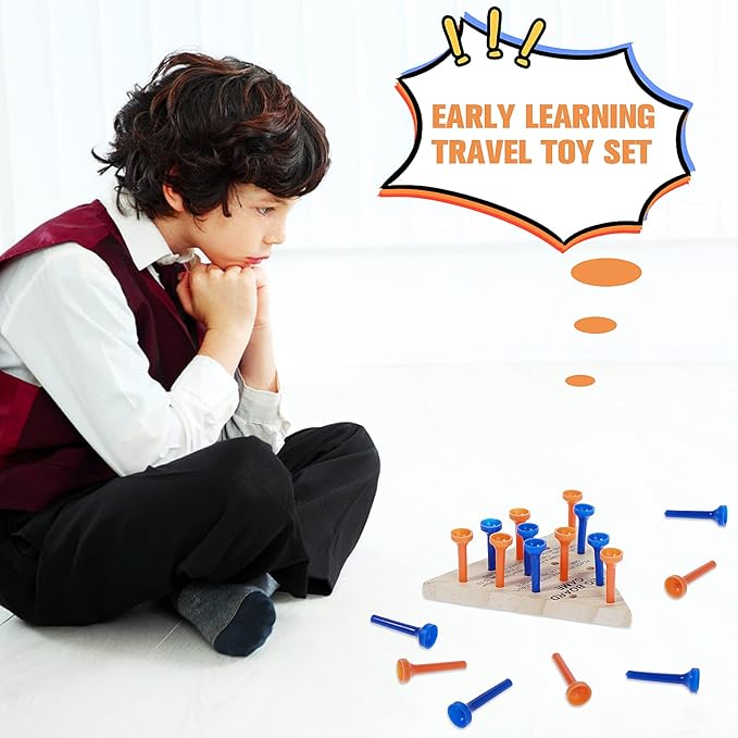 Thinp 2 Packs Wooden Triangle Peg Games, Tabletop Family Board Game, Strategy Toy, Travel Games, Family Fun Puzzle for Adults Teens