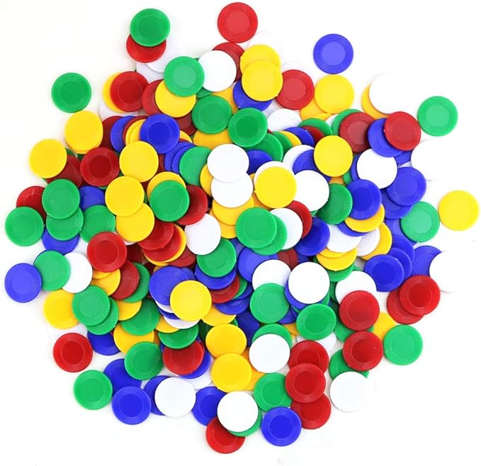 300 Plastic Poker Chips, Poker Card Game Chips Bulk for Game Play, Learning Math Counting, 5 Colors