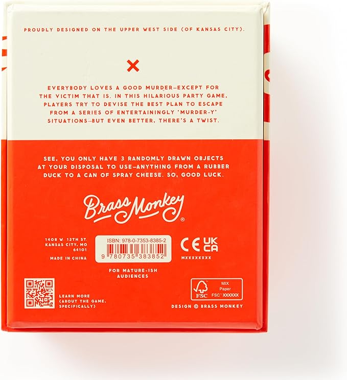Brass Monkey Not Today, Murder - Social Party Game with 300+ Game Card Prompts for Escaping Murder Scenarios