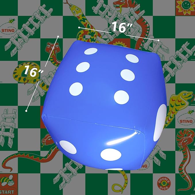 Novelty Place 16" Jumbo Inflatable Dice (2-Pack) - Red and Blue Giant Dice for Indoor & Outdoor Board Games, Ludo, Pool Parties - Fun & Versatile Party Decorations and Game Accessories