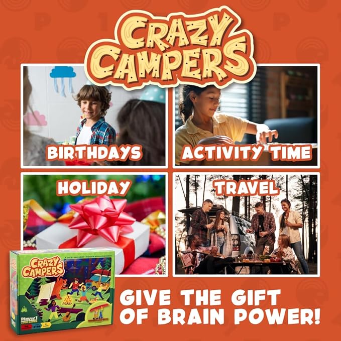Crazy Campers Logic Puzzle Game – 36 Single-Player Challenges, Kids & Adults, Difficulty Easy to Expert, Travel-Friendly, Brain-Building Fun, Ages 8+
