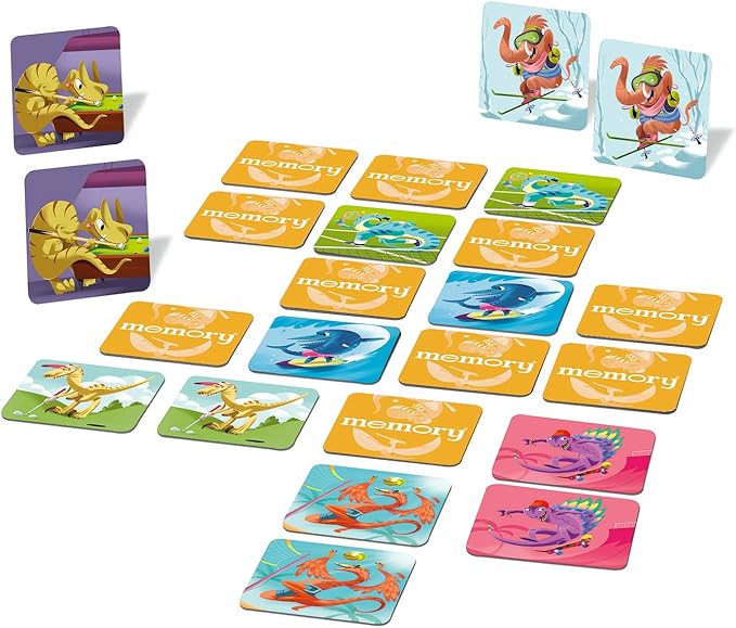 Ravensburger Dinosaur Sports Memory Game for Girls & Boys Ages 3 to 5–A Fun & Fast Dino Memory Game