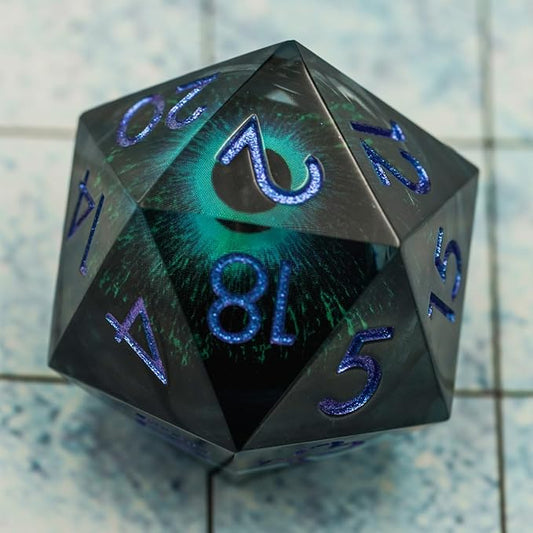 Dungeons and Dragons DND Dice D20, Moving Eyeball Liquid Core Dice Set D&D 33MM Oversized D20 Single Sharp Edge Resin dice with Gift Case, Polyhedral Dice for Role Playing Game