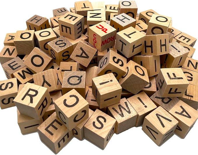 Word-Building Game | Stacking Game, Word Game, Crosswords & Up-Words, Hardwood Letter Blocks, Burlap Drawstring Pouch, One or More Players, Classic Edition (Amazon Exclusive)