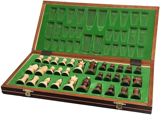 Handmade European Wooden Chess Set with 16 Inch Board and Hand Carved Chess Pieces