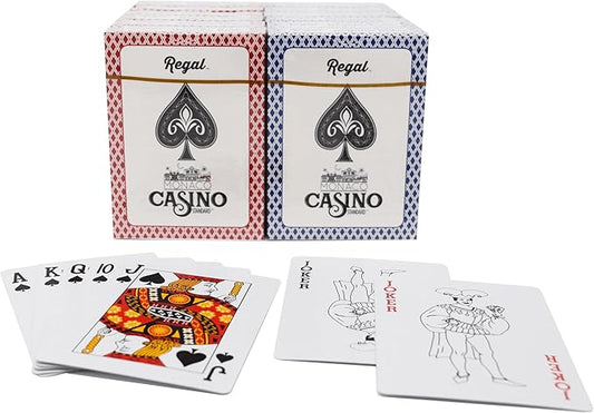 Regal Games - Bulk Playing Cards Set for Adults & Professionals - 6 Red & 6 Blue Standard, Large Print Deck of Cards - Blackjack, Euchre, Canasta, Poker Cards - Fun & Travel Playing Cards (12 Pack)