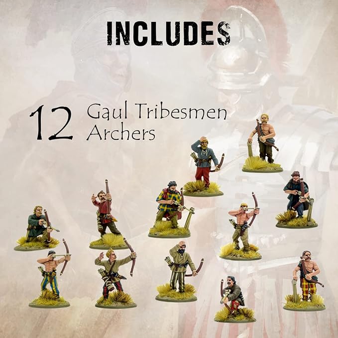 Wargames Delivered SPQR - Gaul - Tribesmen Archers. 28mm Miniatures Base, Roman and Greek Military Legion Miniatures for Miniature Wargames, and Roman War Games by Warlord Games