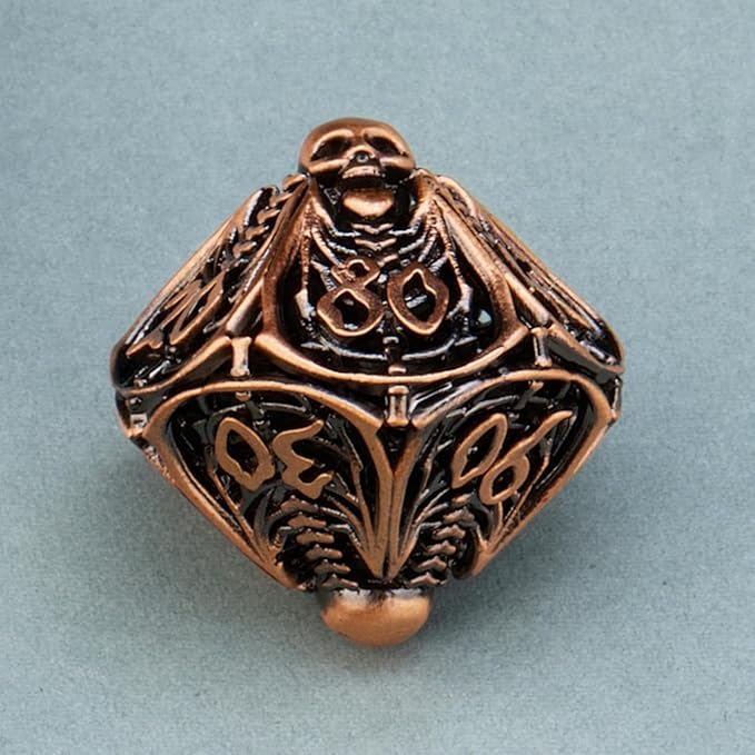 Metal Skull Dice Unique Hollow Dice Set for Dungeons and Dragons Polyhedral D&D TRPG,MTG,Pathfinder,Table Board Roll Playing Games D4 D6 D8 D10 D% D12 D20 (Copper)