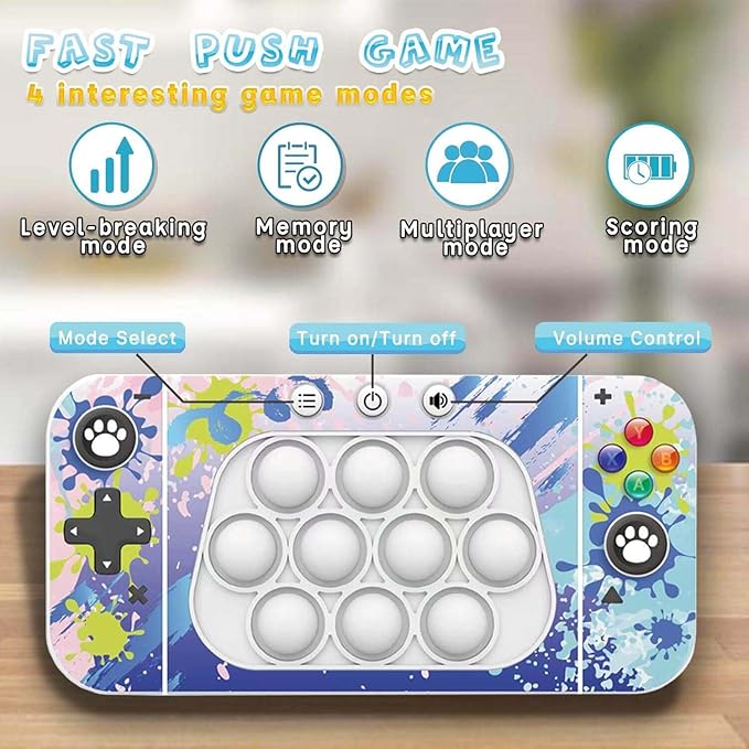 Fast Push Handheld Game, Pop Light Up Game Toys Upgraded Version 2, Lightly Push to Turn Off The Lit Bubbles.Fidget Sensory Toys for 6 7 8 9 Year Old Kids Boys & Girls & Teens Birthday Gifts