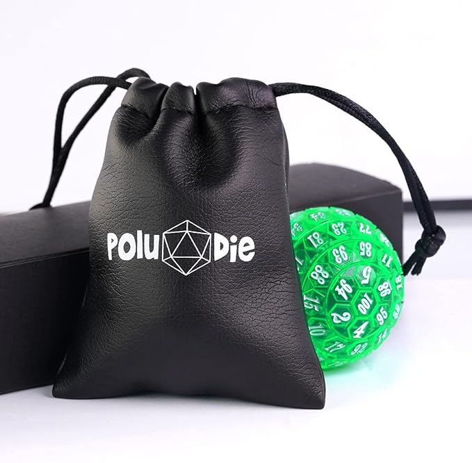 100 Sided Polyhedral Dice, Single D100 Game Dice, 100 Sided Cube with Black Pouch, D100 die 48 mm (Opaque Blue with White Number)
