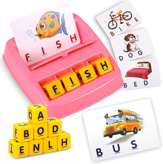 Fenikso Matching Letter Game, Alphabet Spelling & Reading Words, Objects & Color Recognition, Early Learning Educational Toy for Preschooler & Kindergarten Kids Over 3-8 Years Old, Best Gifts