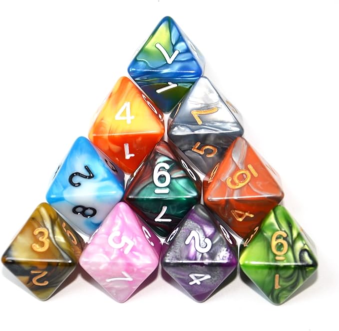 SmartDealsPro 10-Pack D4 D6 D8 D10 D12 Multi Colored Polyhedral Dice for for Dungeons and Dragons DND RPG MTG Table Games (Double Color, D8)