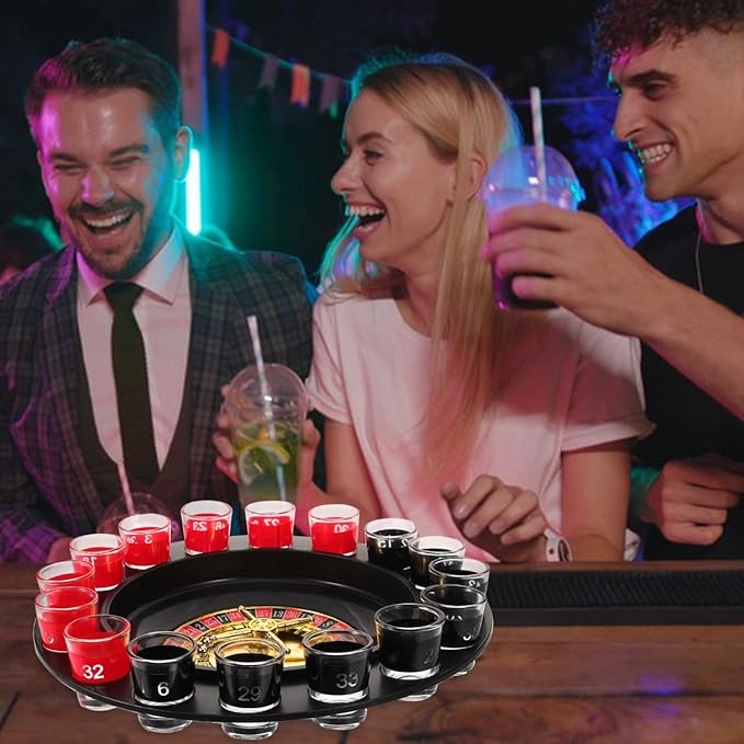 Sosoport Shot Roulette Drinking Game Glass Roulette Shot Glass Roulette Drinking Game Set Party Games Supply for KTV Live House Bar