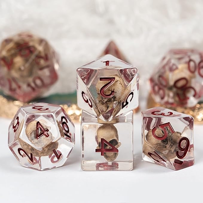 UDIXI Skull DND Dice Set, Resin D and D Dice Set Skull Dice Set D&D for RPG Dungeons and Dragons and Other Tabletop Games