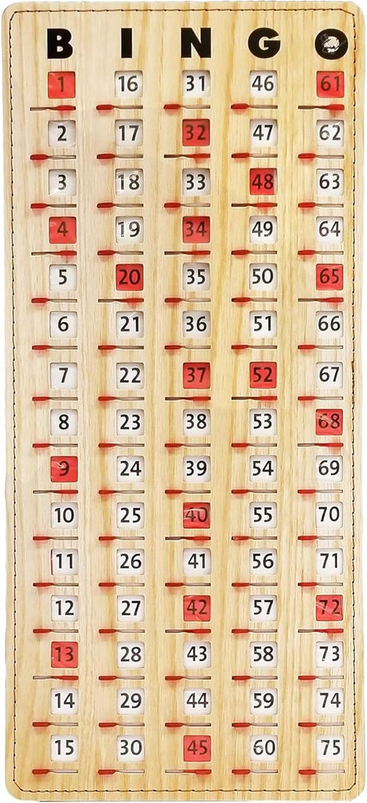 MR CHIPS Jam-Proof Finger Tip Master Bingo Card with Sliding Windows Large Cardboard Calling Cards Tan Style