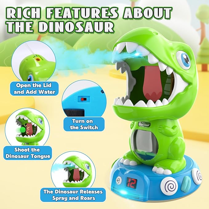 EagleStone Remote Control Movable Shooting Dinosaur Toys for Kids 3-5,5-7,Electronic Dino Shooting Game with Spay & Auto Scoring, Light & Sounds,Party Favors,Toys for 3,4,5 6,7 8 Year Old Boys& Girls