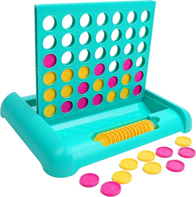 IAMGlobal 4 in a Row, Board Games, Four in a Row Game, Travel Size Line Up 4, Classic Family Toy for Kids and Family for Fun (Blue) (9.8 Inch)