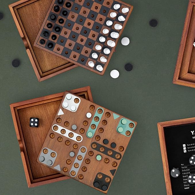 Iron & Glory Chess Board & Checkers Set | Wooden Puzzles & Games | Board Games for Family Night | Travel Games for Kids & Travel Gifts | Coffee Table Decor | Family Board Games for Games Night