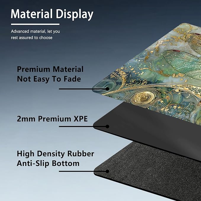MTG Playmat Size 23.6x13.8in with Storage Bags Portable Playmat TCG and Board Game Mat for Cards Rubber Base Slip-Resistant Mousepad Desk Mat (Dragonfly,No with Zone)