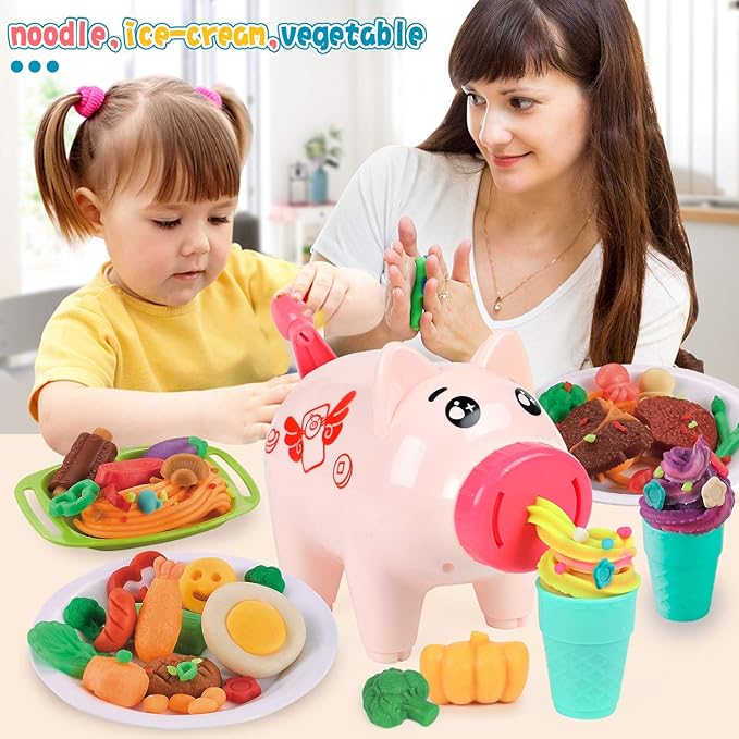 Kitchen Creations Noodle Party Color Dough Toys & Ultimate Swirl Ice Cream Maker Play Food Sets for Kids 3 Years and Up