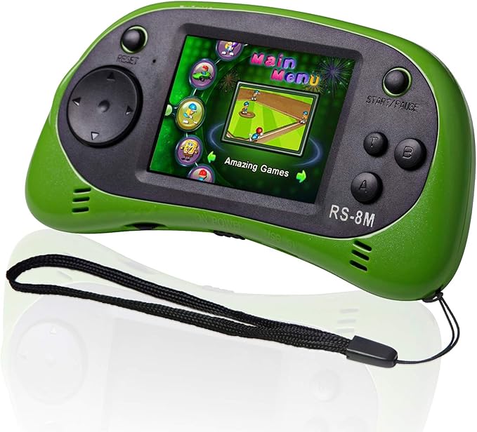EASEGMER 16 Bit Kids Handheld Games Built-in 220 HD Video Games, 2.5 Inch Portable Game Player with Headphones - Best Travel Electronic Toys for Kids Age 3-10 Years Old Children (Green)