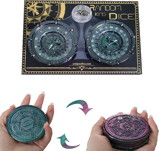 Metal DND Wand Dice Set with 7-in-2 Spinning Wheels - Provide Over 30+ Combination Gameplay Options, Color Changing Random dice Magic Circle for Dungeons and Dragon 40K RPG