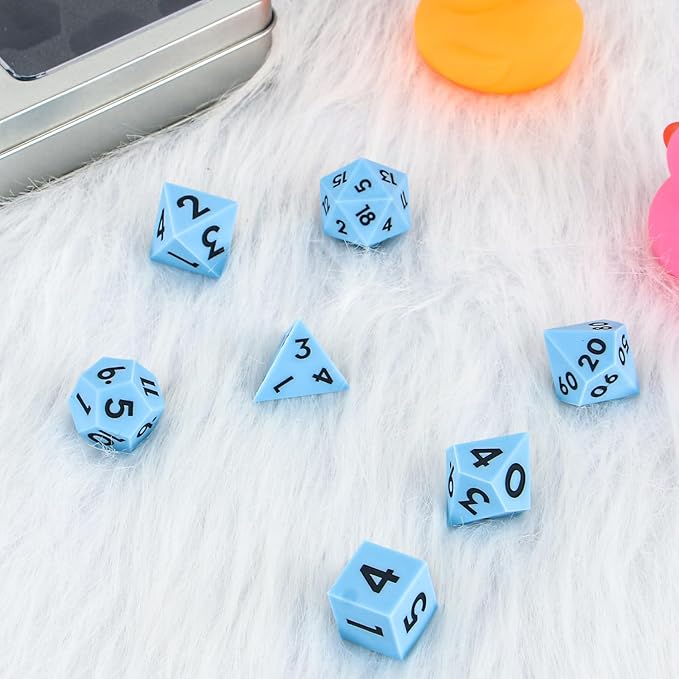 DND Dice Set Sharp Edge Dice Set 7 Piece DND polyhedral Dice Numbers with Gold Leaf Exquisite Tin Box Packaging,Ideal for Dungeons & Dragons RPG and Board Games (Blue Black)