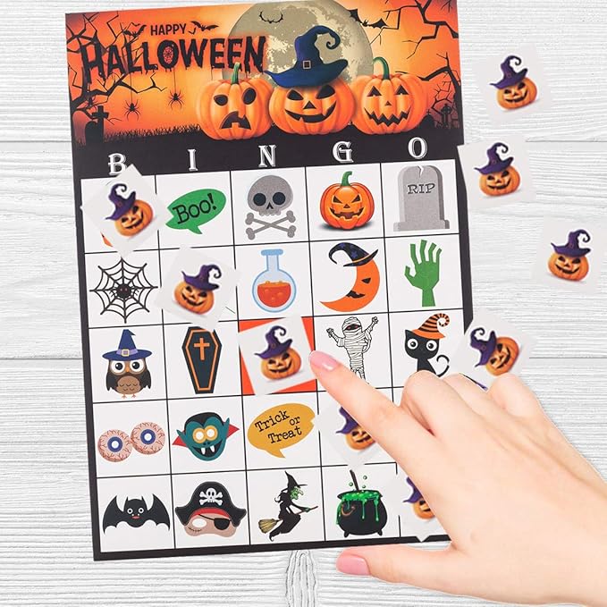 MISS FANTASY Halloween Games Halloween Bingo Game for Kids Halloween Party Games for Kids Family Classroom Activities 24 Players Bingo Cards