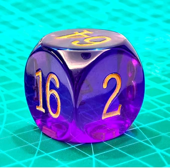 Big Translucent Backgammon Doubling Cube Dice 30MM, Large Backgammon Doubling Number Dice 1 3/16", Translucent Purple