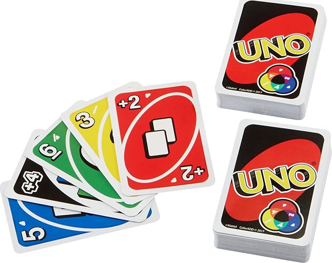 Mattel Games UNO Card Game ColorADD for Colorblind & Color Sighted Players, Travel Game in Storage Tin for 2 to 10 Players