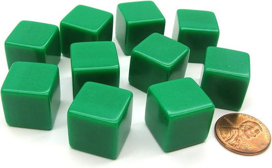 Koplow Games Set of 10 D6 16mm Blank Opaque Dice - Green