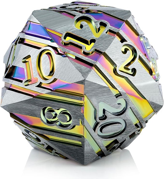 Lager D20 DND Dice Metal DNDND 33mm Large Metallic Die with Gorgeous Gift Box for Dungeons and Dragons (Rainbow)