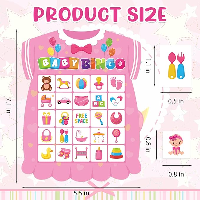 Baby Shower Bingo Game for Adults, 24 Players Baby Shower Bingo Cards Newborn Bingo Game for Family Friends Large Group Activity
