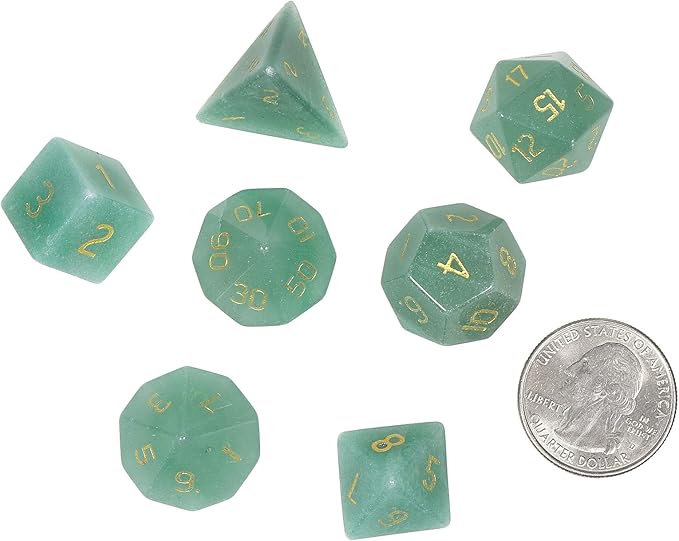Nupuyai Healing Green Aventurine Crystal D&D Polyhedral Dice Set with Box for Dungeons and Dragons, Set of 7 Table Top Game Dice for RPG MTG Roleplaying Collection