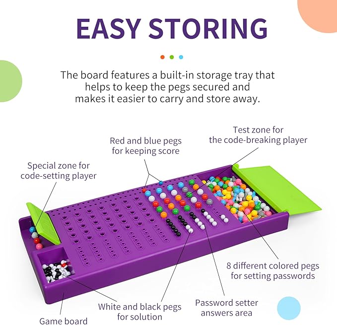 Game Code Breaking Family Board Game Code Breakers STEM Game Brain Exercise Logic Development Toys for Kids Ages 8 + and Adults Purple…