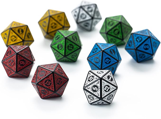 SmartDealsPro 10-Pack Retro 26mm Large 20 Sided Dice D20 Polyhedral Dice for DND RPG MTG Table Game(Mix Retro Color)