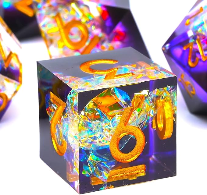 Resin dice Set, Dungeons and Dragons polyhedral DND dice Set, Suitable for Role-Playing Game RPG Explorer Magic: The Gathering Pioneer Game DND dice Set (7 Pieces)