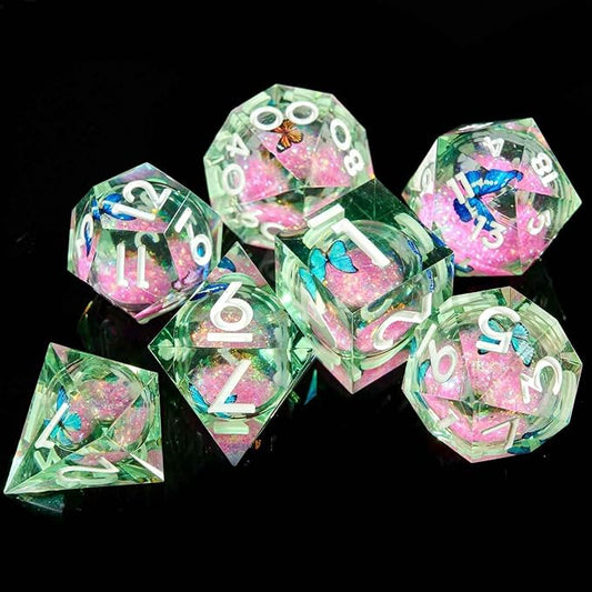 Resin Cat Head DND Dice, Sharp Edge Dungeons and Dragons Polyhedron Game Dice Set for Role Playing Games RPG Explorer Magic, Holiday Birthday Gifts Party Gifts