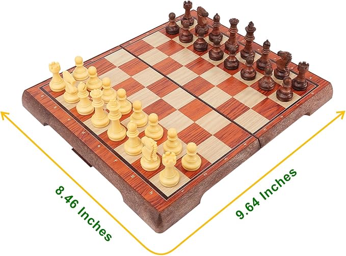 Magnetic Travel Chess Set, Portable Mini Chess Board Game for Adults and Kids (Classic Edition)