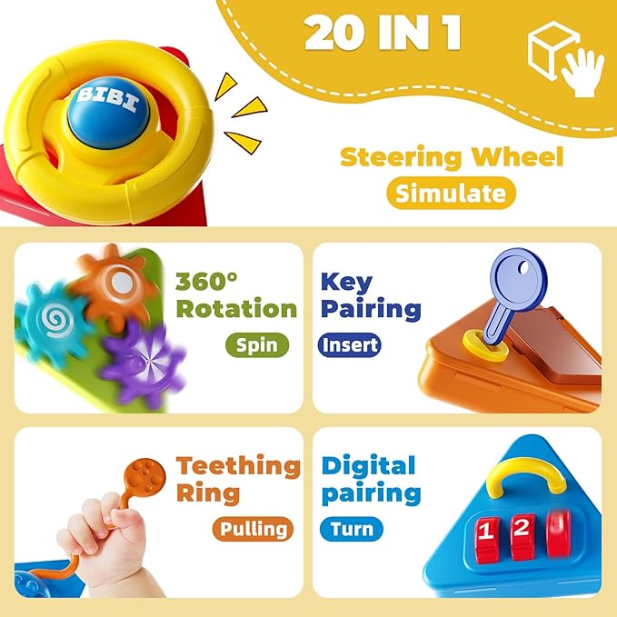 20-in-1 Toddler Busy Board Activity Cube Toys, Montessori Toy for 1 2 Year Old Boys Girls Kids, Early Educational Active Toy for Toddler 1-3, Travel Toys Gifts for 1 2 Year Old Boy Girl