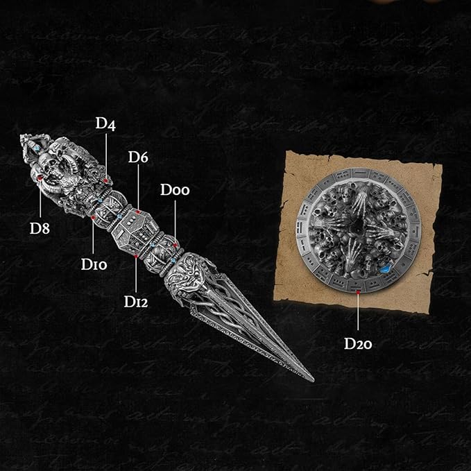 UD 7 in 1 Roulette Dungeons and Dragons Steampunk Themed Metal Dice Set for D&D Roleplaying Games (Ancient Bronze)