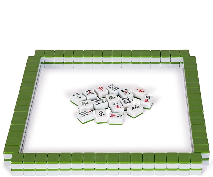 Yellow Mountain Imports Professional Chinese Mahjong Game Set, Double Happiness (Green) with 146 Medium Size Tiles - for Chinese Style Game Play [專業中式麻將]