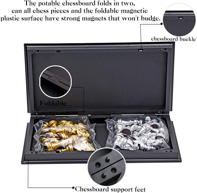Travel Chess Set 9.8'' -Silver and Golden Chess Set- Educational Games for Kids and Adults with Game Board (9.8''_Silver and Golden)