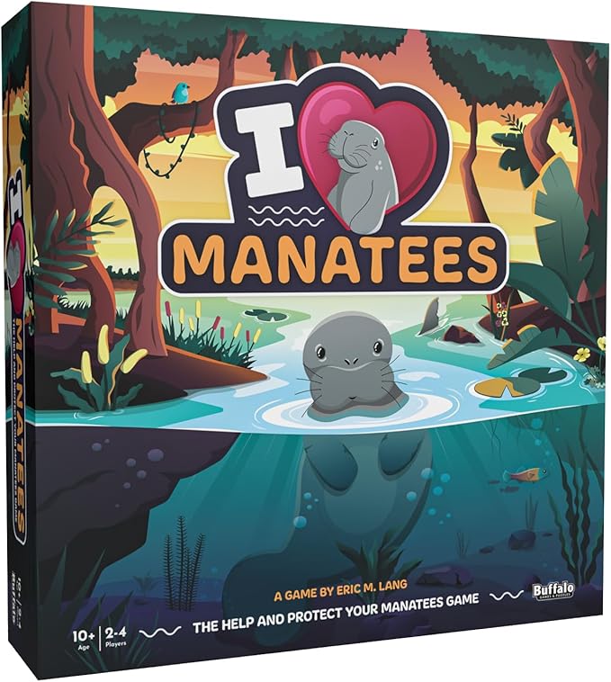 Buffalo Games - I Heart Manatees - Manatee Habitat Building Game - Deck Building and Strategy - Eric Lang Game- Ages 10 and Up