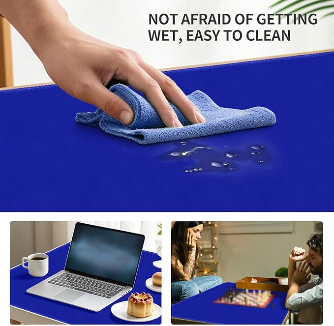 Square Large Tabletop Game Playmat,Used for Playing Poker,Mahjong,Playing Cards,and Role-Playing Games, with Thick Seam Edge,Waterproof,and Anti Slip(120 * 120cm*2mm) Blue