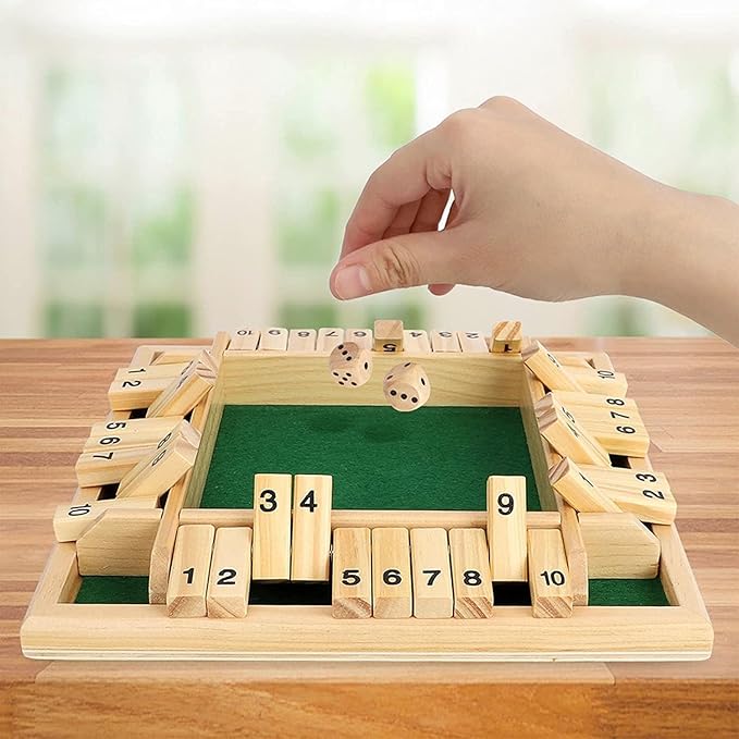 Shut The Box Game 12 Numbers, Shut The Box Dice Game Wooden Board Table Close The Box 2-4 Player 2 Dices Classics Close The Box Board Game for Adults Kids, Family Classroom Home or Bar
