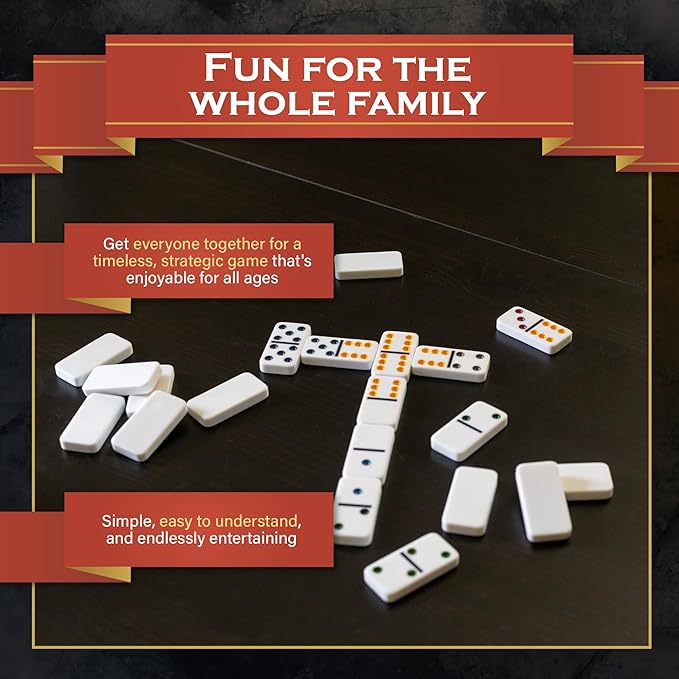 Family Traditions Double 6 Dominoes Tin, Crystalline Dominoes